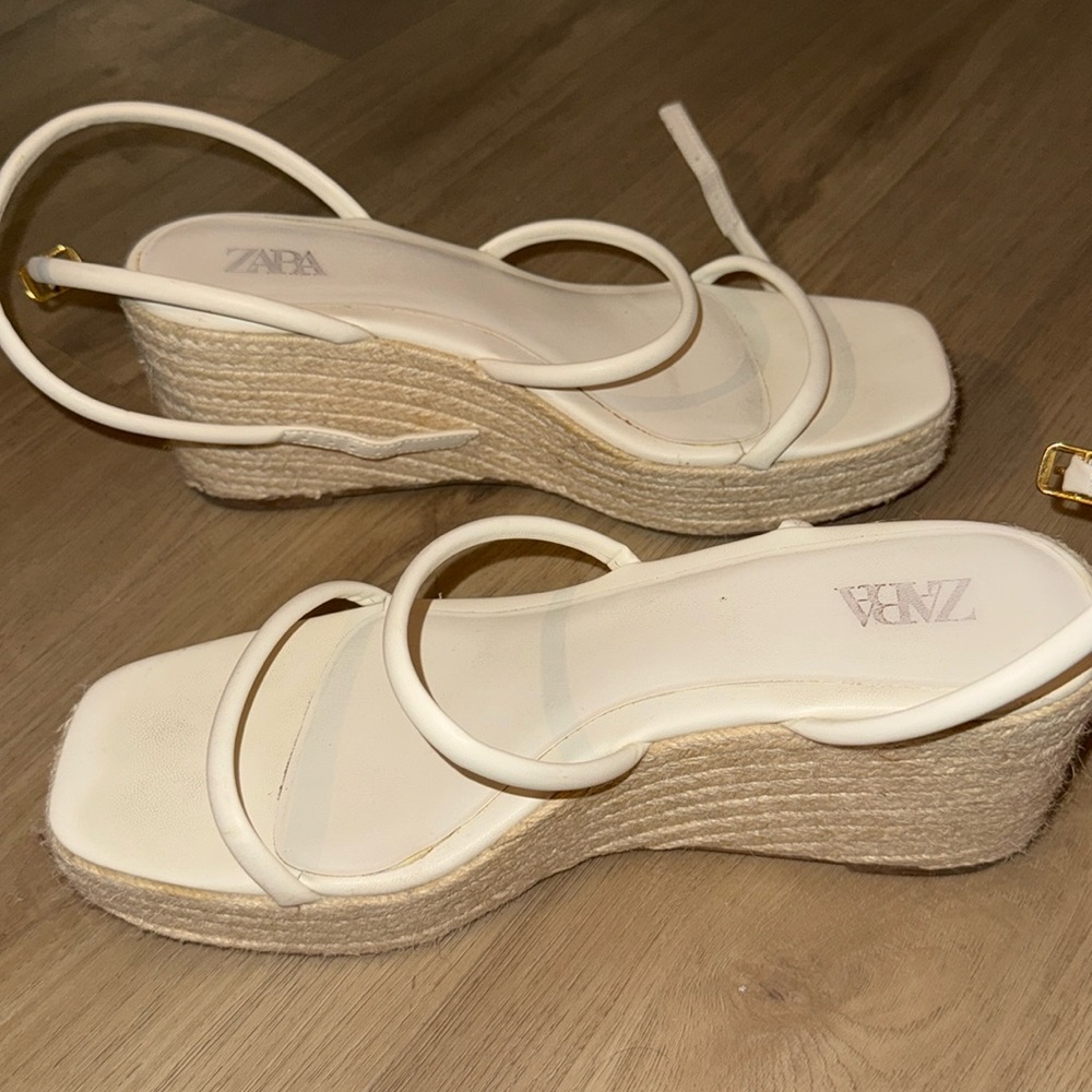 White Zara Wedges